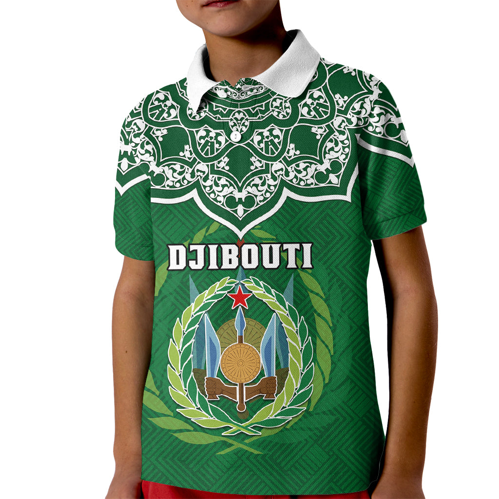 custom-djibouti-kid-polo-shirt-jabuuti-emblem-with-islamic-floral-circle