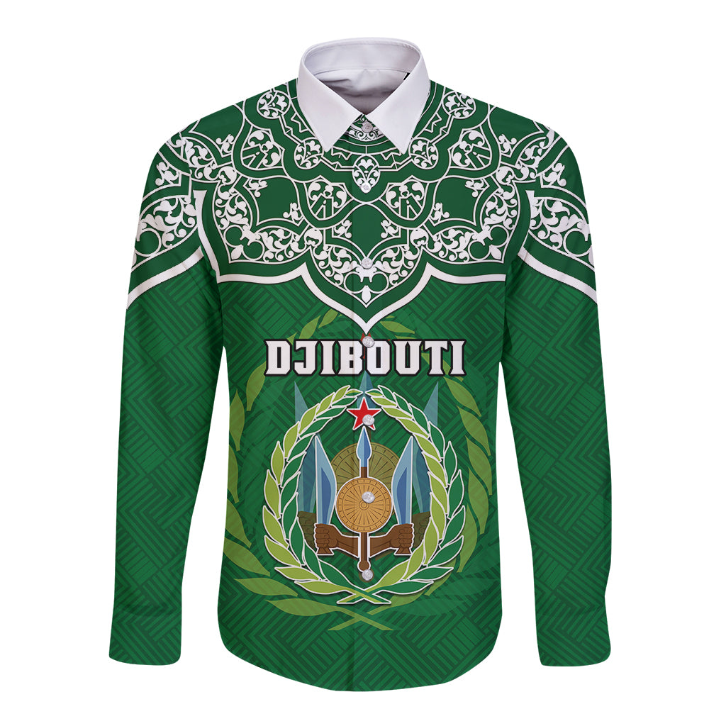 custom-djibouti-long-sleeve-button-shirt-jabuuti-emblem-with-islamic-floral-circle