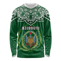 Custom Djibouti Long Sleeve Shirt Jabuuti Emblem With Islamic Floral Circle LT01