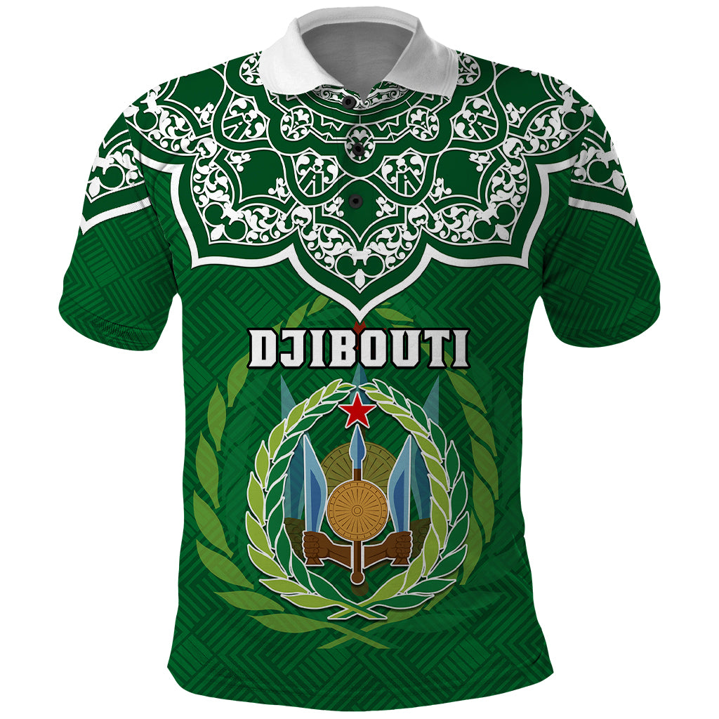 custom-djibouti-polo-shirt-jabuuti-emblem-with-islamic-floral-circle