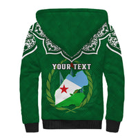 Custom Djibouti Sherpa Hoodie Jabuuti Emblem With Islamic Floral Circle - Wonder Print Shop