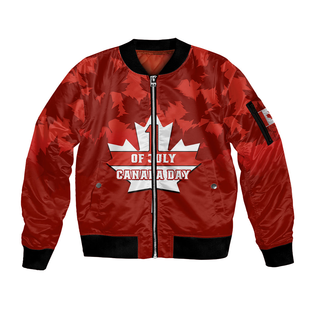 1 July Canada Independence Day Sleeve Zip Bomber Jacket Canadian Maple Leaf Happy 156th Anniversary - Wonder Print Shop