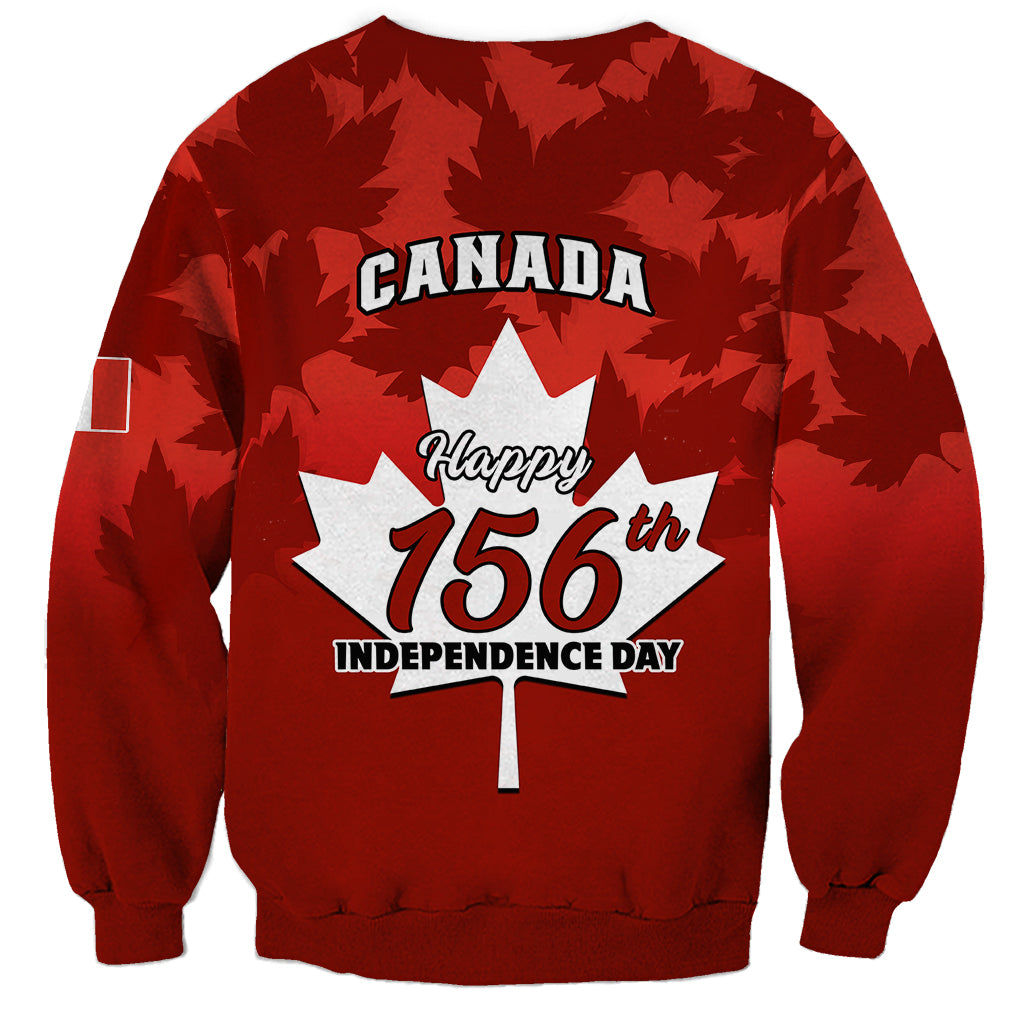 1 July Canada Independence Day Sweatshirt Canadian Maple Leaf Happy 156th Anniversary - Wonder Print Shop