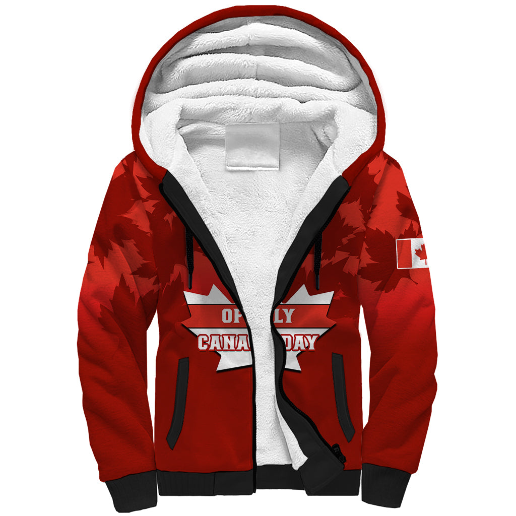 Custom 1 July Canada Independence Day Sherpa Hoodie Canadian Maple Leaf Happy 156th Anniversary - Wonder Print Shop