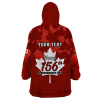 Custom 1 July Canada Independence Day Wearable Blanket Hoodie Canadian Maple Leaf Happy 156th Anniversary - Wonder Print Shop