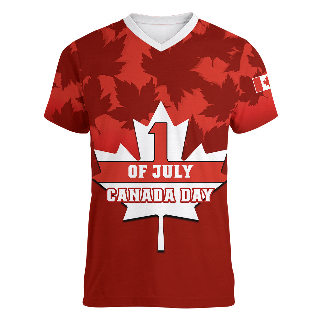 Custom 1 July Canada Independence Day Women V Neck T Shirt Canadian Maple Leaf Happy 156th Anniversary - Wonder Print Shop