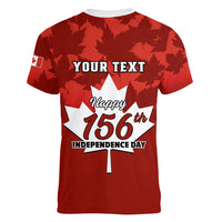 Custom 1 July Canada Independence Day Women V Neck T Shirt Canadian Maple Leaf Happy 156th Anniversary - Wonder Print Shop