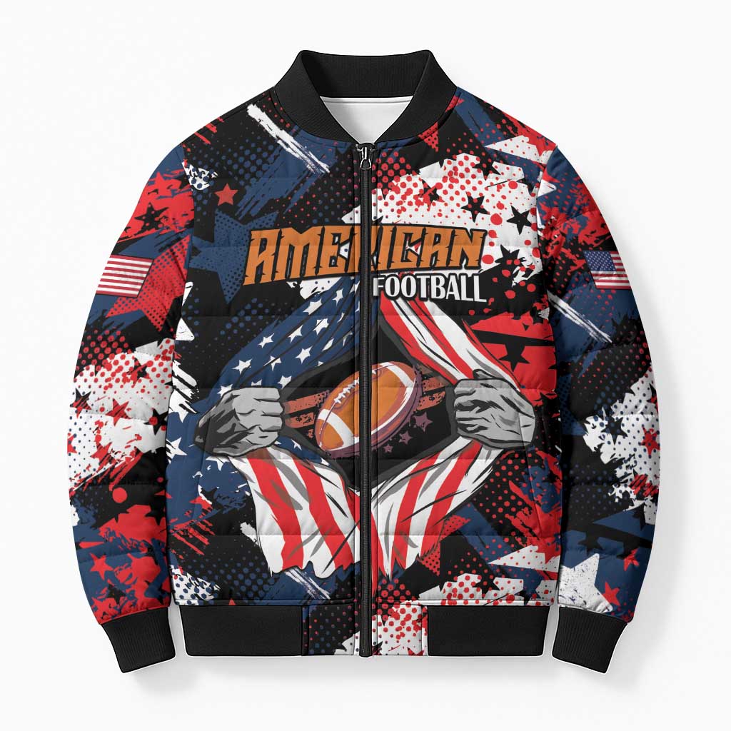 Custom American Football Grunge Bomber Puffer Jacket Special Version - Wonder Print Shop