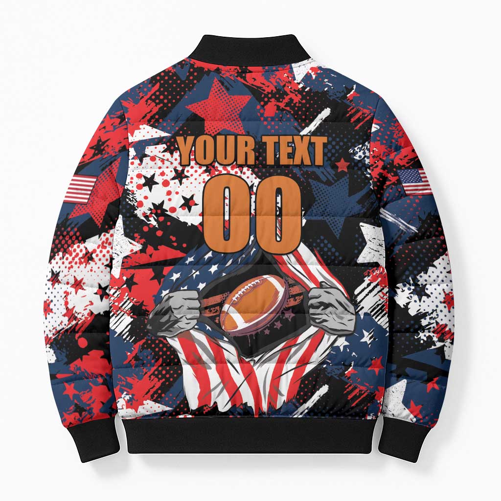 Custom American Football Grunge Bomber Puffer Jacket Special Version - Wonder Print Shop