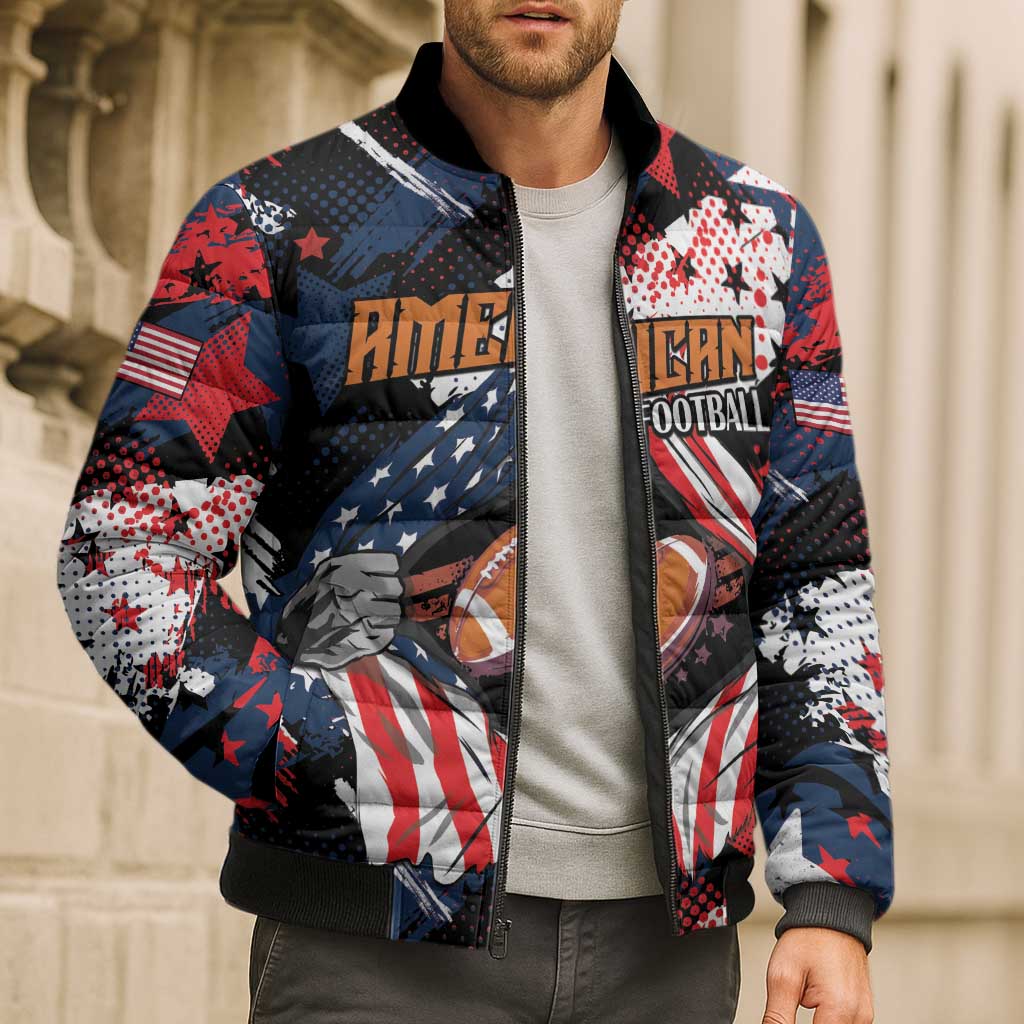 Custom American Football Grunge Bomber Puffer Jacket Special Version - Wonder Print Shop