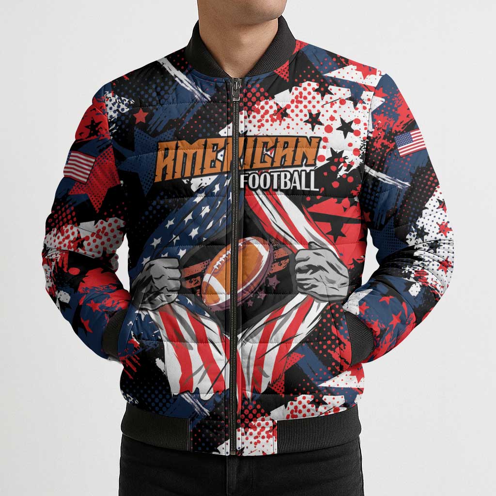 Custom American Football Grunge Bomber Puffer Jacket Special Version - Wonder Print Shop