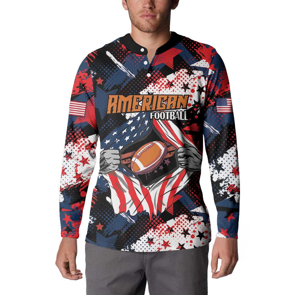 Custom American Football Grunge Button Sweatshirt Special Version - Wonder Print Shop