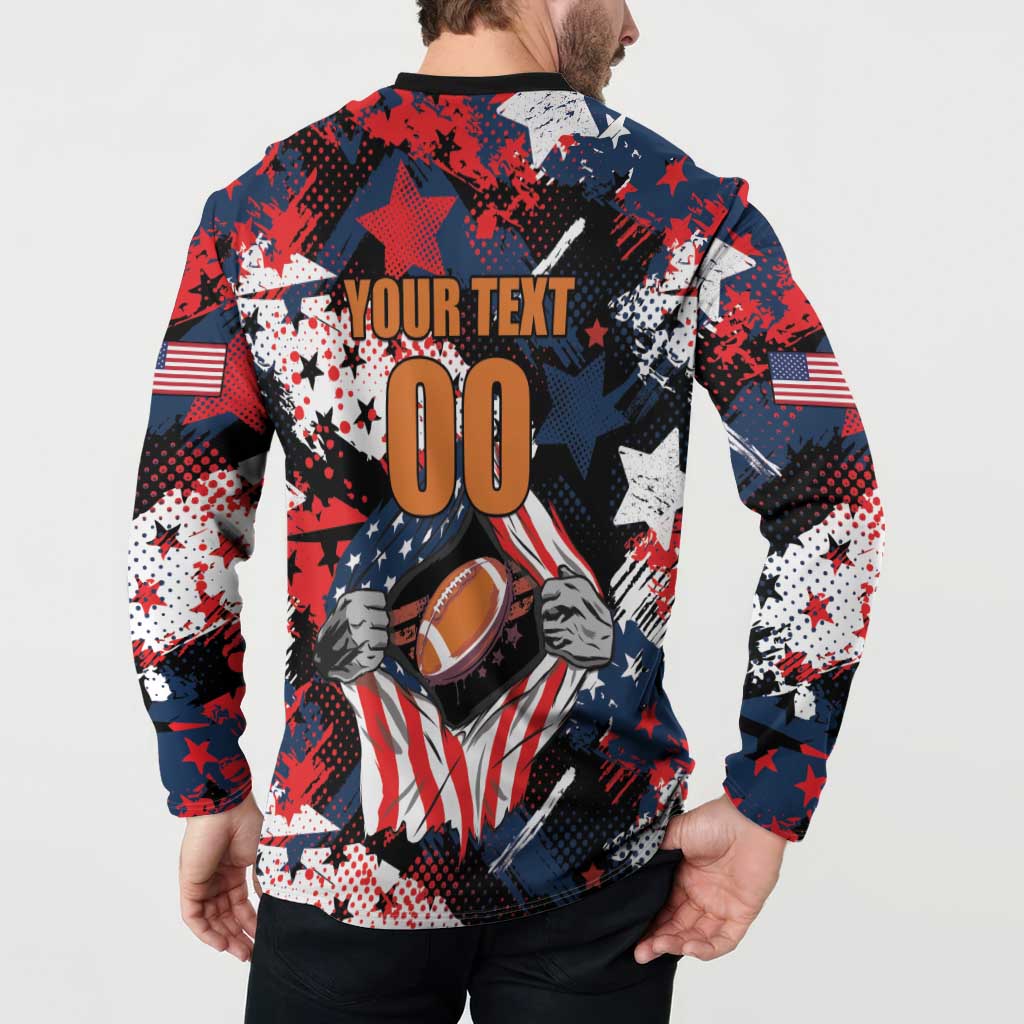 Custom American Football Grunge Button Sweatshirt Special Version - Wonder Print Shop