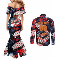 Custom American Football Grunge Couples Matching Mermaid Dress and Long Sleeve Button Shirt Special Version - Wonder Print Shop