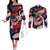Custom American Football Grunge Couples Matching Off The Shoulder Long Sleeve Dress and Long Sleeve Button Shirt Special Version - Wonder Print Shop
