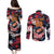 Custom American Football Grunge Couples Matching Puletasi and Long Sleeve Button Shirt Special Version - Wonder Print Shop