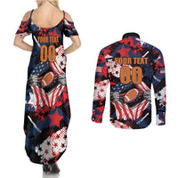 Custom American Football Grunge Couples Matching Summer Maxi Dress and Long Sleeve Button Shirt Special Version - Wonder Print Shop
