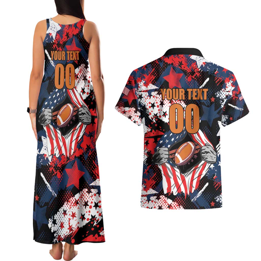 Custom American Football Grunge Couples Matching Tank Maxi Dress and Hawaiian Shirt Special Version - Wonder Print Shop