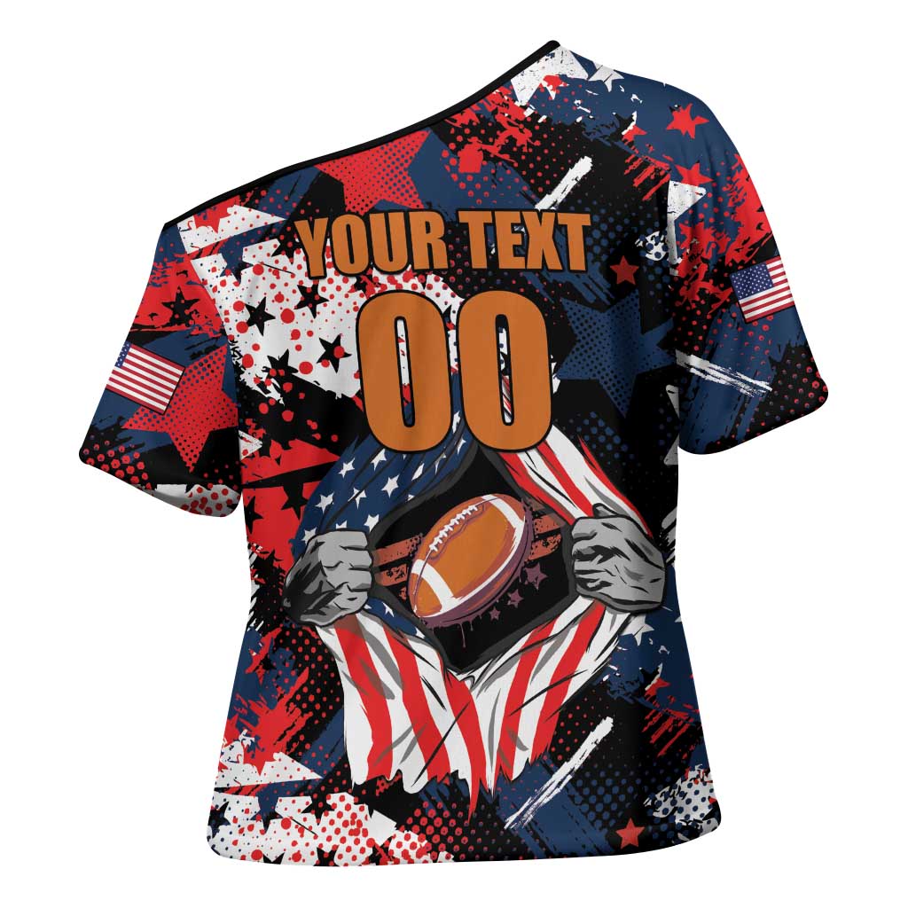 Custom American Football Grunge Cross Shoulder Shirt Special Version - Wonder Print Shop