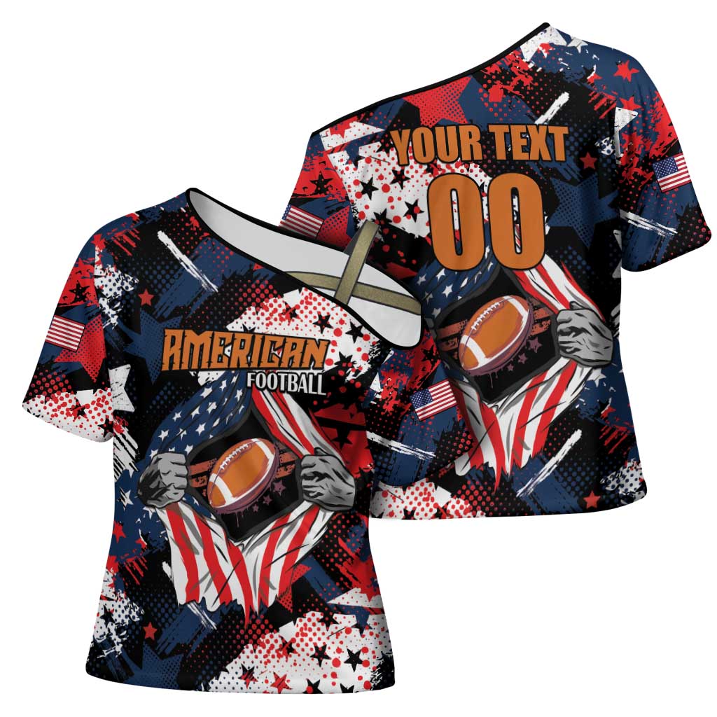 Custom American Football Grunge Cross Shoulder Shirt Special Version - Wonder Print Shop