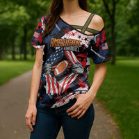 Custom American Football Grunge Cross Shoulder Shirt Special Version - Wonder Print Shop