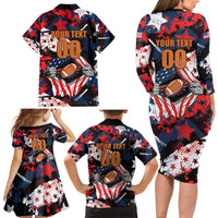 Custom American Football Grunge Family Matching Long Sleeve Bodycon Dress and Hawaiian Shirt Special Version - Wonder Print Shop