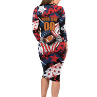 Custom American Football Grunge Family Matching Long Sleeve Bodycon Dress and Hawaiian Shirt Special Version - Wonder Print Shop