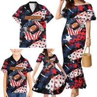 Custom American Football Grunge Family Matching Mermaid Dress and Hawaiian Shirt Special Version - Wonder Print Shop