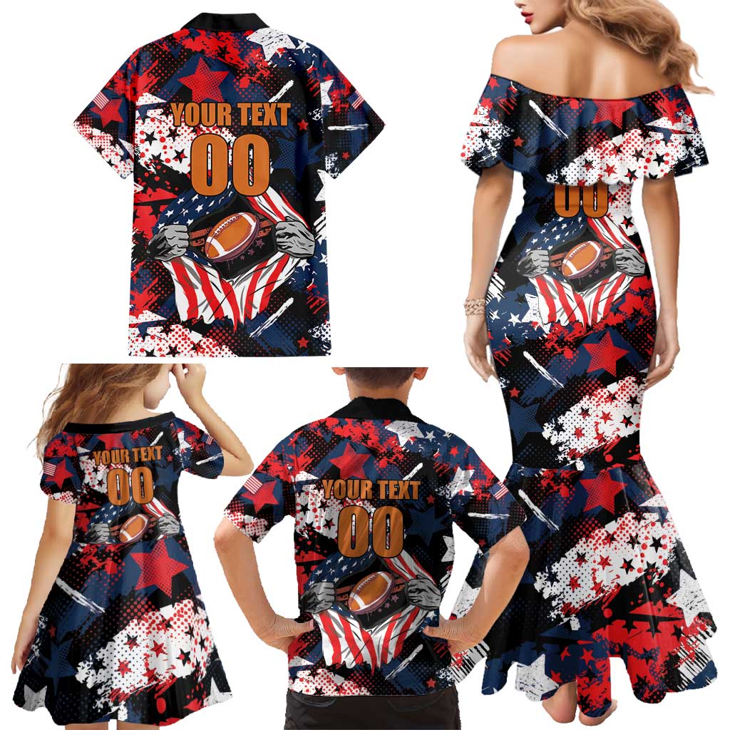 Custom American Football Grunge Family Matching Mermaid Dress and Hawaiian Shirt Special Version - Wonder Print Shop