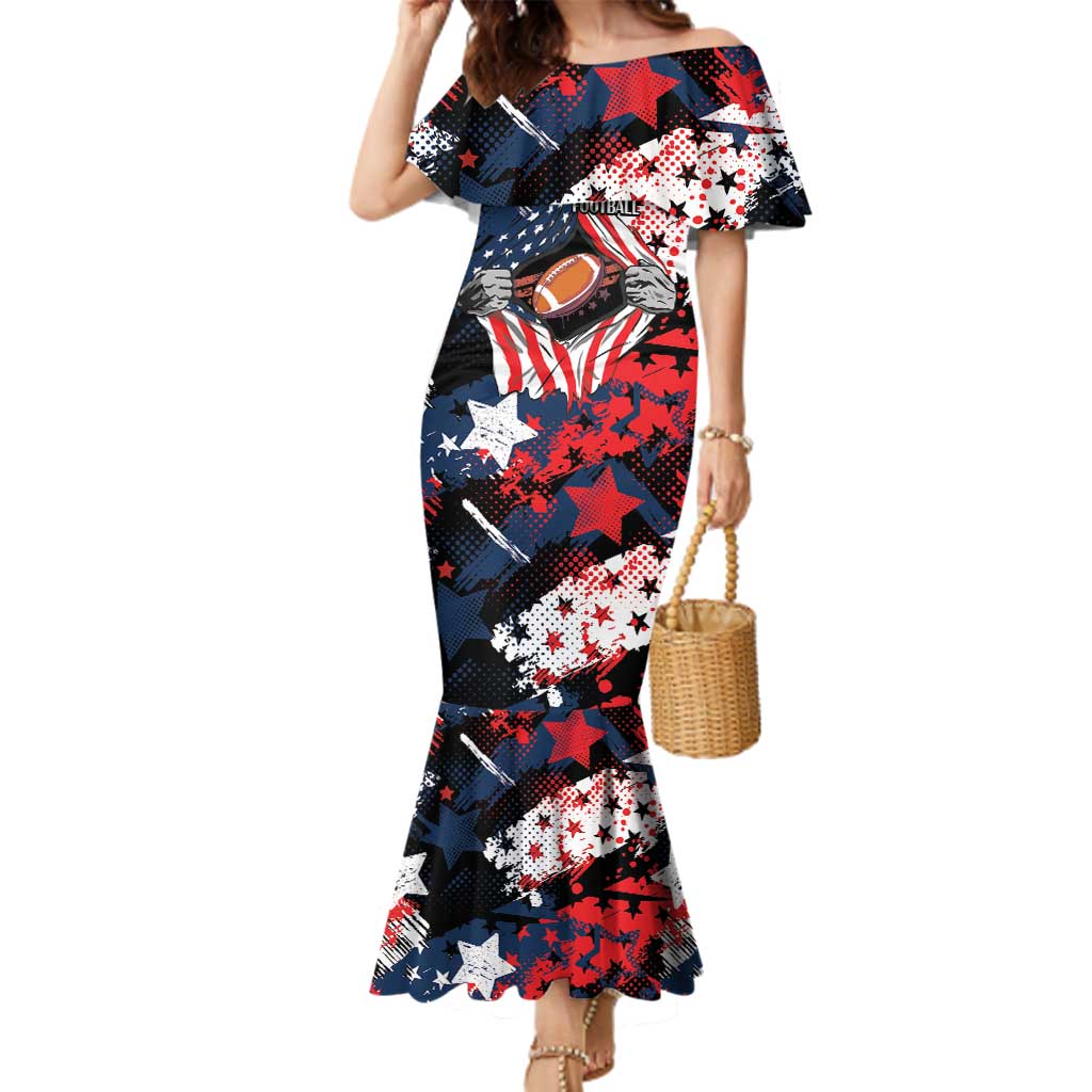 Custom American Football Grunge Family Matching Mermaid Dress and Hawaiian Shirt Special Version - Wonder Print Shop