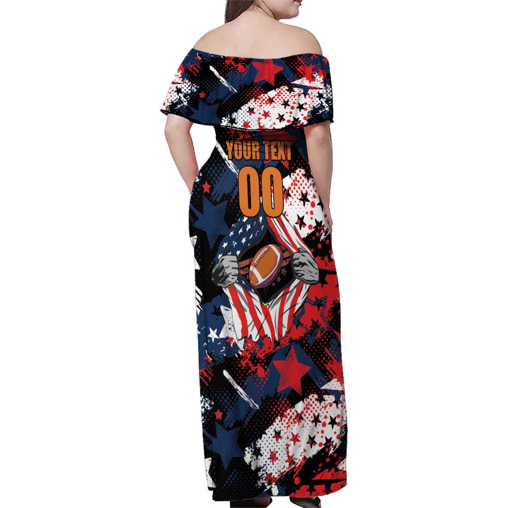 Custom American Football Grunge Family Matching Off Shoulder Maxi Dress and Hawaiian Shirt Special Version - Wonder Print Shop