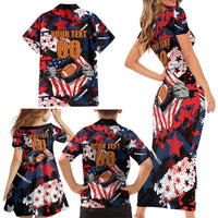 Custom American Football Grunge Family Matching Short Sleeve Bodycon Dress and Hawaiian Shirt Special Version - Wonder Print Shop