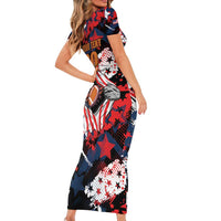 Custom American Football Grunge Family Matching Short Sleeve Bodycon Dress and Hawaiian Shirt Special Version - Wonder Print Shop
