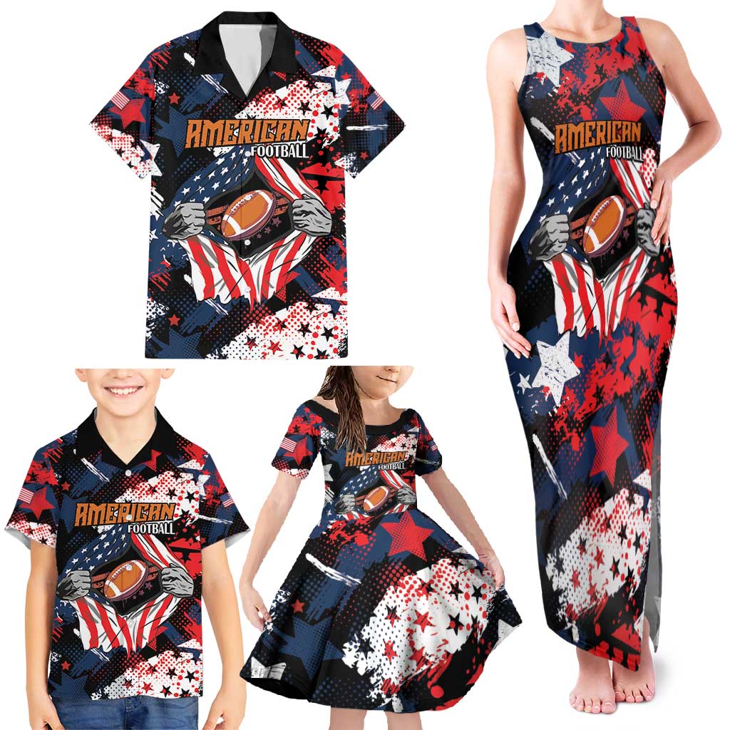 Custom American Football Grunge Family Matching Tank Maxi Dress and Hawaiian Shirt Special Version - Wonder Print Shop
