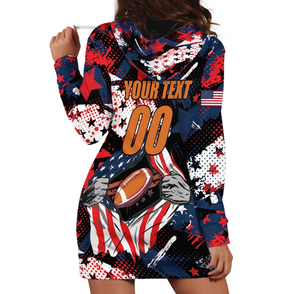 Custom American Football Grunge Hoodie Dress Special Version - Wonder Print Shop