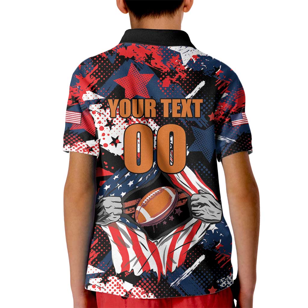 Custom American Football Grunge Kid Polo Shirt Special Version - Wonder Print Shop