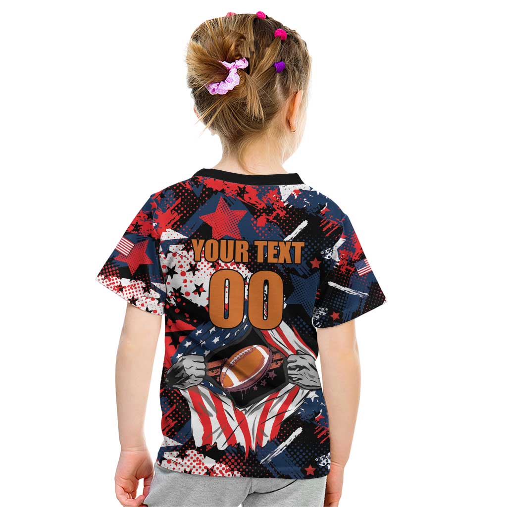 Custom American Football Grunge Kid T Shirt Special Version - Wonder Print Shop