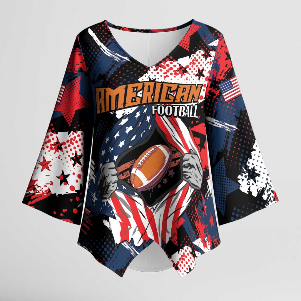 Custom American Football Grunge Kimono Sleeve Blouse Special Version - Wonder Print Shop