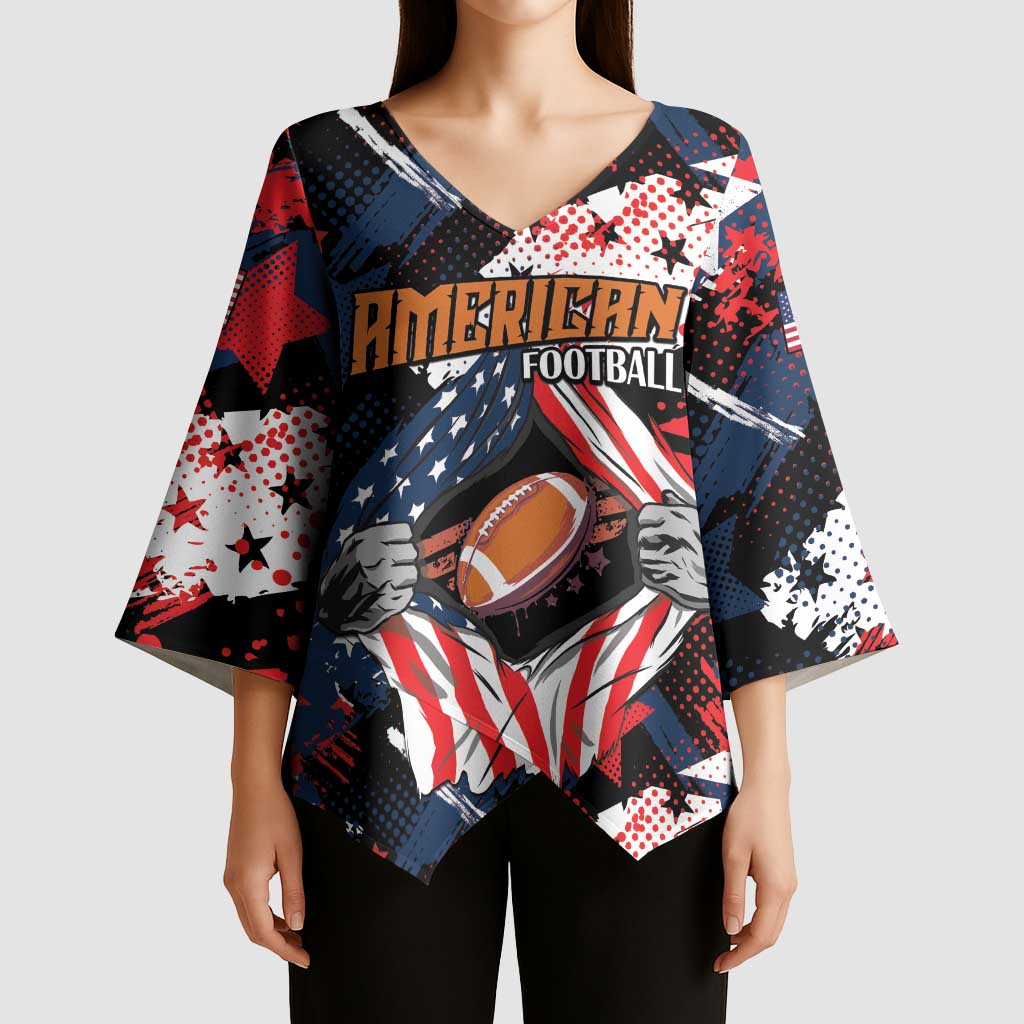 Custom American Football Grunge Kimono Sleeve Blouse Special Version - Wonder Print Shop