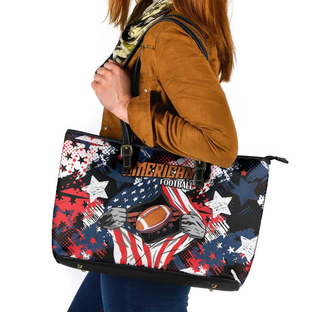 American Football Grunge Leather Tote Bag Special Version - Wonder Print Shop