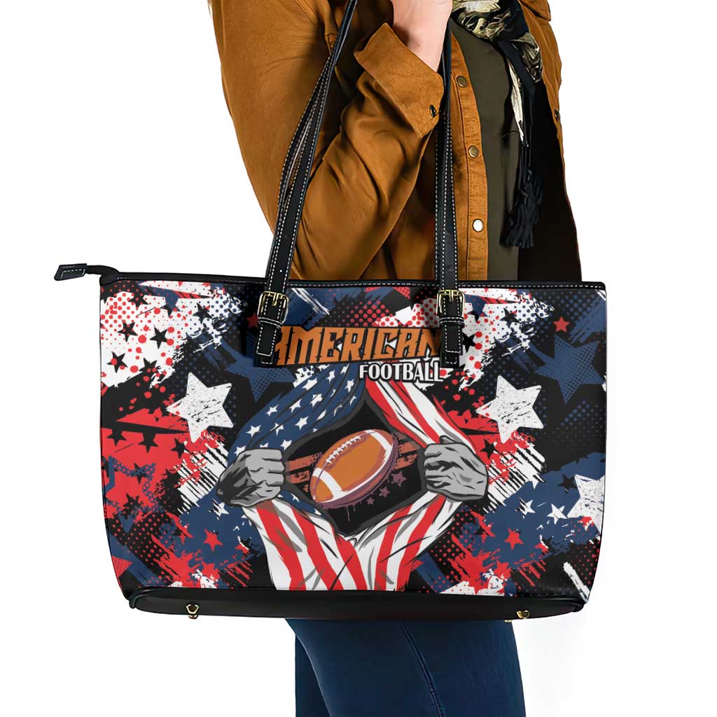 American Football Grunge Leather Tote Bag Special Version - Wonder Print Shop