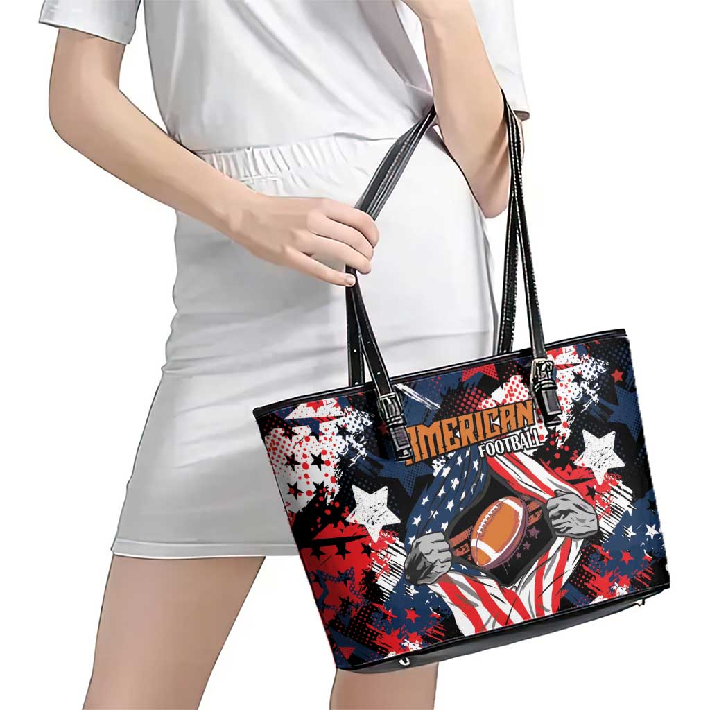 American Football Grunge Leather Tote Bag Special Version - Wonder Print Shop