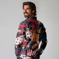 Custom American Football Grunge Long Sleeve Polo Shirt Special Version - Wonder Print Shop