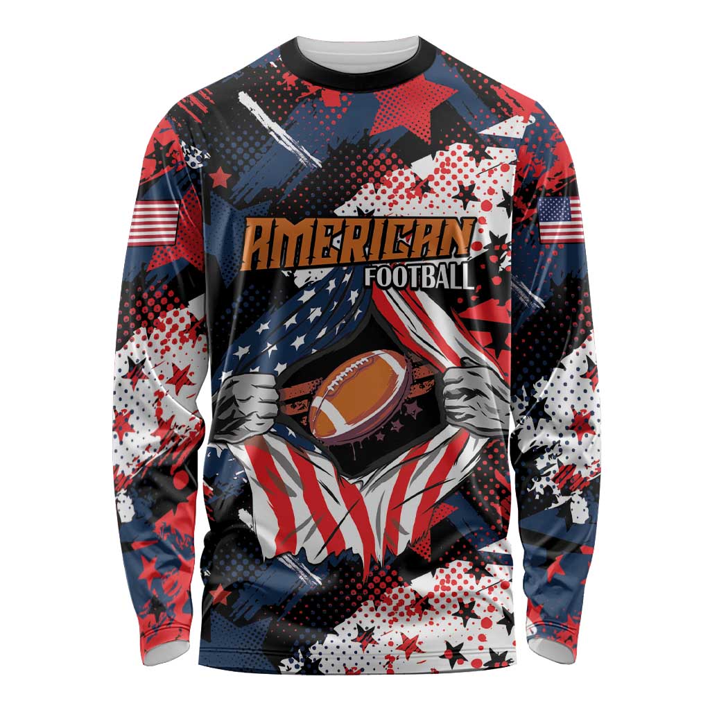 Custom American Football Grunge Long Sleeve Shirt Special Version - Wonder Print Shop
