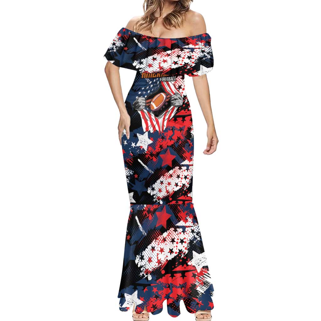 Custom American Football Grunge Mermaid Dress Special Version - Wonder Print Shop