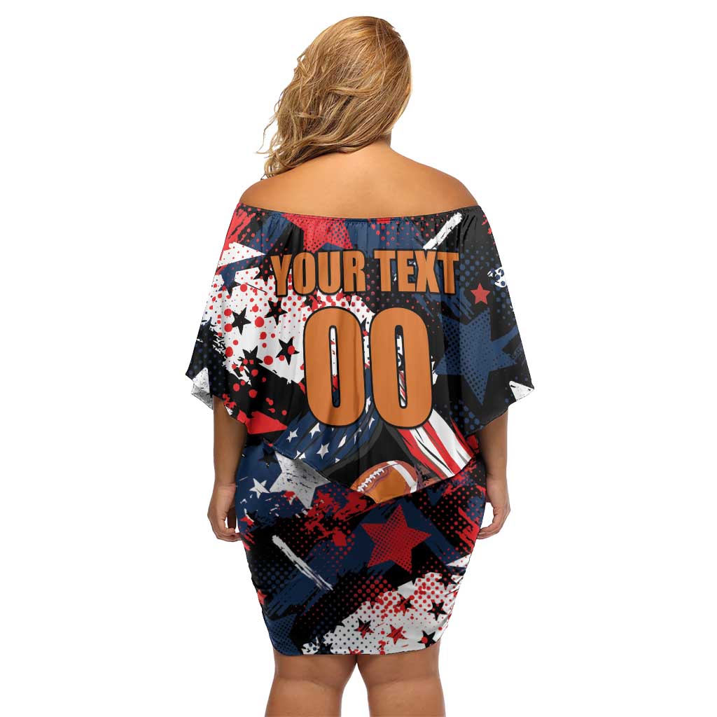 Custom American Football Grunge Off Shoulder Short Dress Special Version - Wonder Print Shop