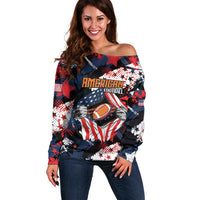 Custom American Football Grunge Off Shoulder Sweater Special Version - Wonder Print Shop