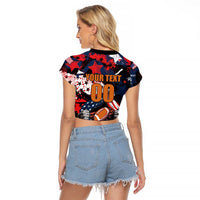 Custom American Football Grunge Raglan Cropped T Shirt Special Version - Wonder Print Shop
