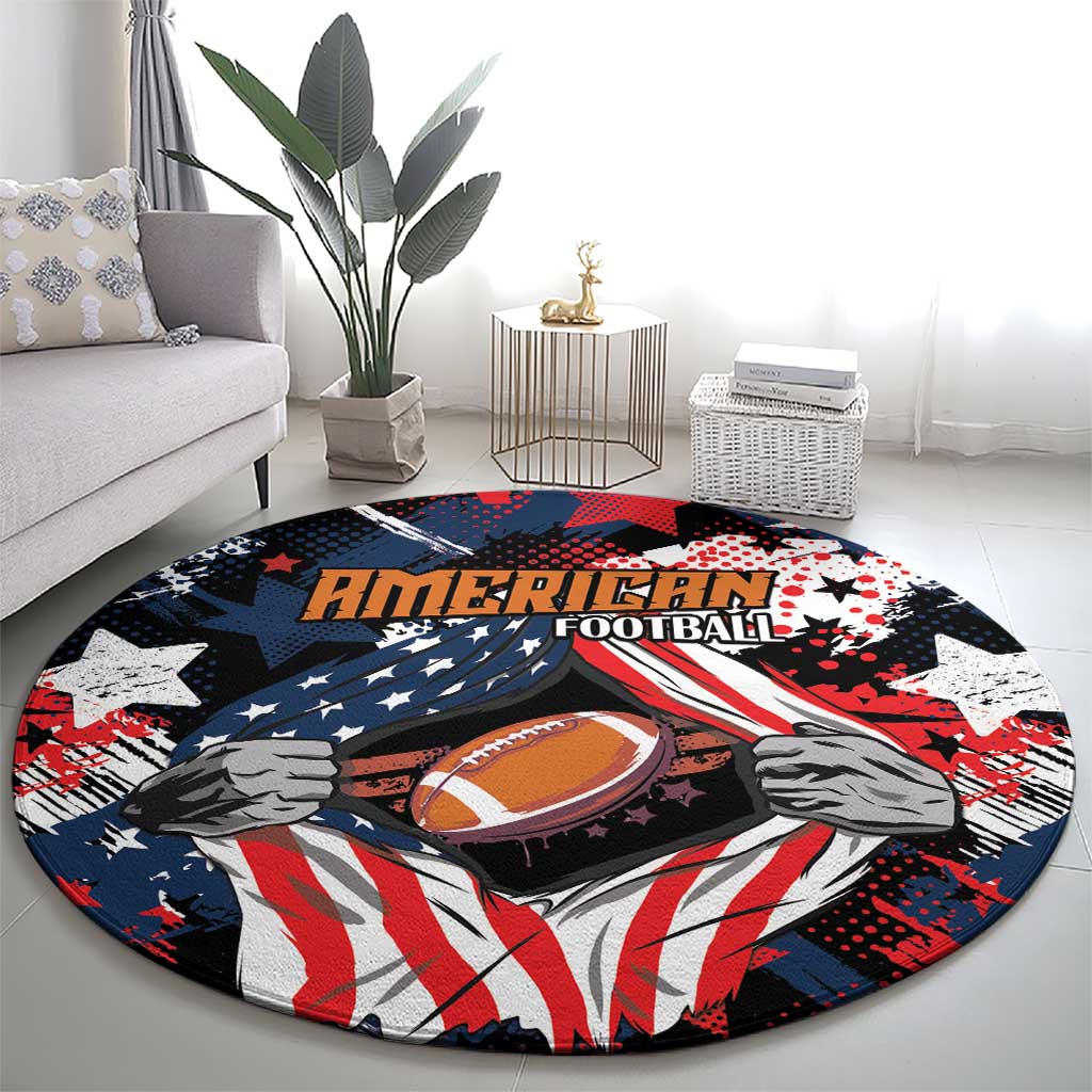 American Football Grunge Round Carpet Special Version - Wonder Print Shop