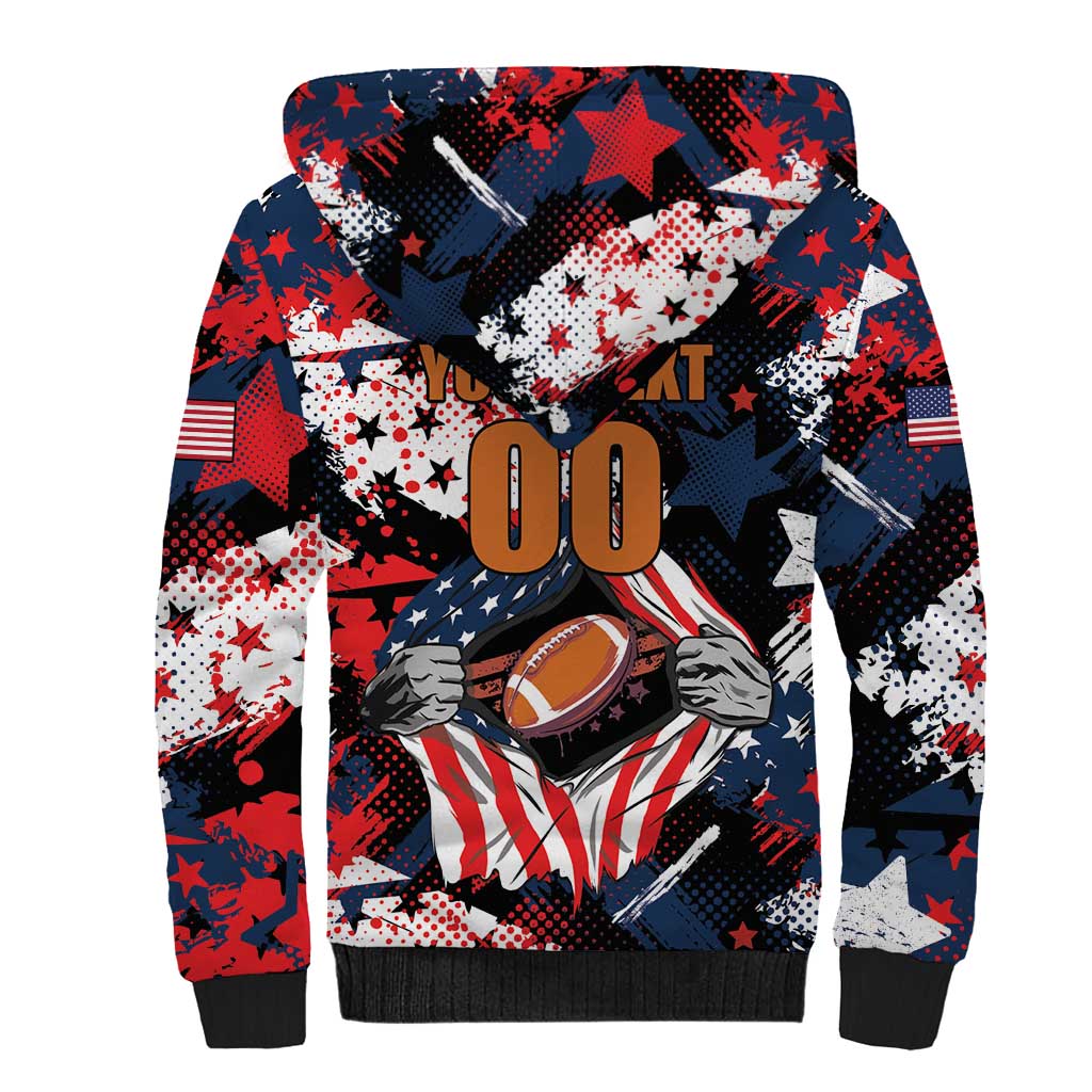 Custom American Football Grunge Sherpa Hoodie Special Version - Wonder Print Shop